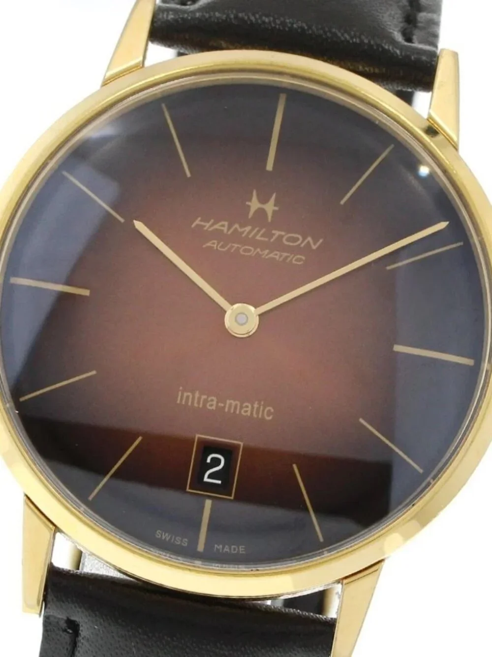 HAMILTON Intramatic H384751 Date Brown Dial Automatic Men's Watch_970449